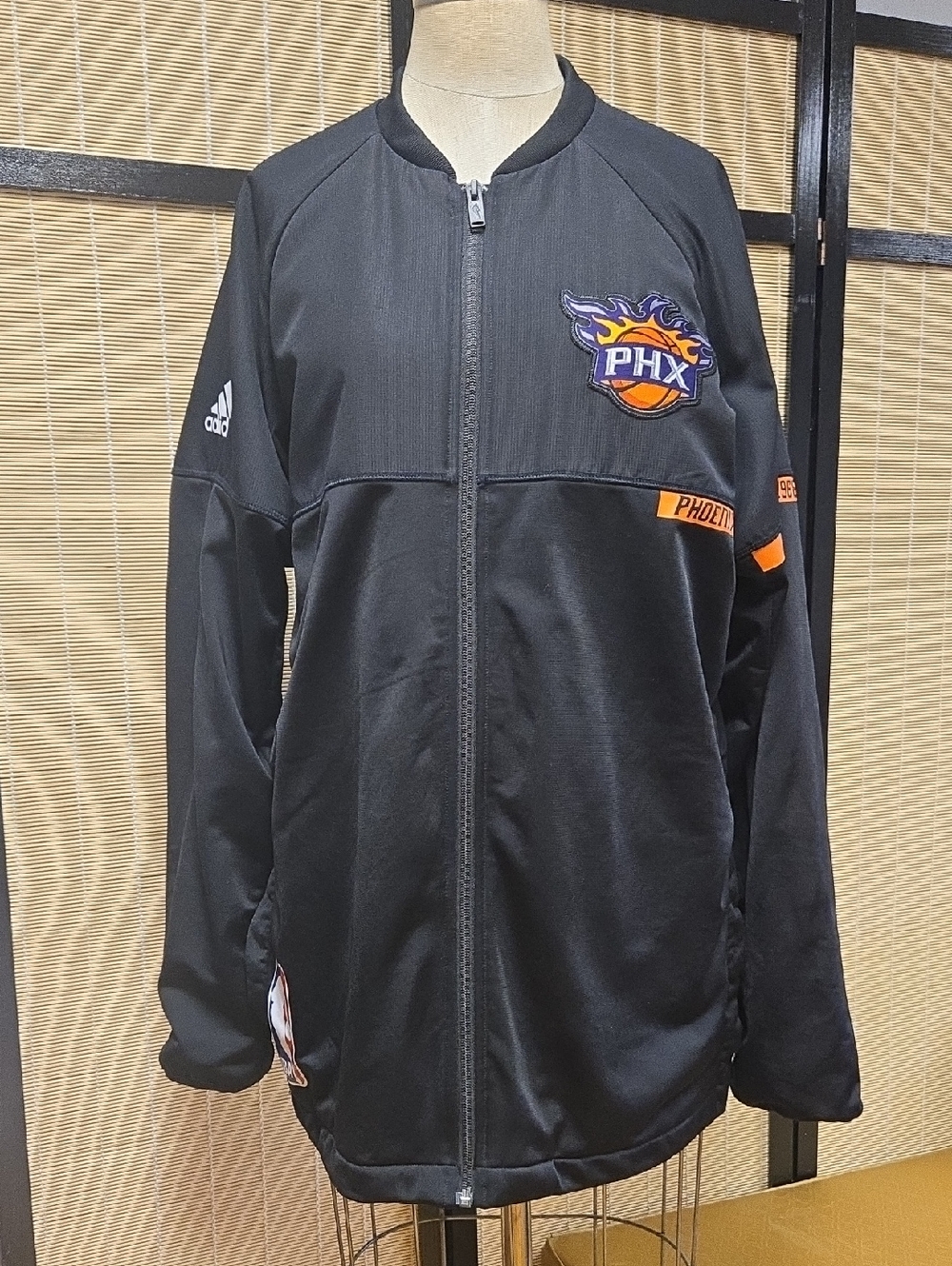 adidas Black Phoenix Suns Full-Zip Lightweight Jacket with Orange Details